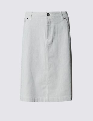 Cotton Rich Ticking Striped A-Line Mini Skirt